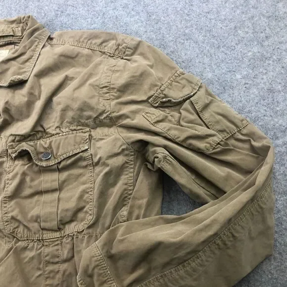 J Crew Jacket Mens Large Beige Solid Military Field Broken In Pockets - Picture 4 of 9
